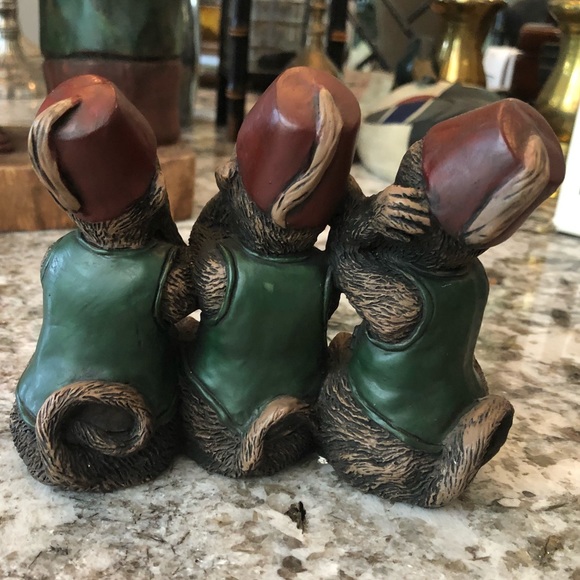 Chinoiserie Monkeys Figure Statue Hear See Speak No Evil Fez Vintage - Picture 2 of 6